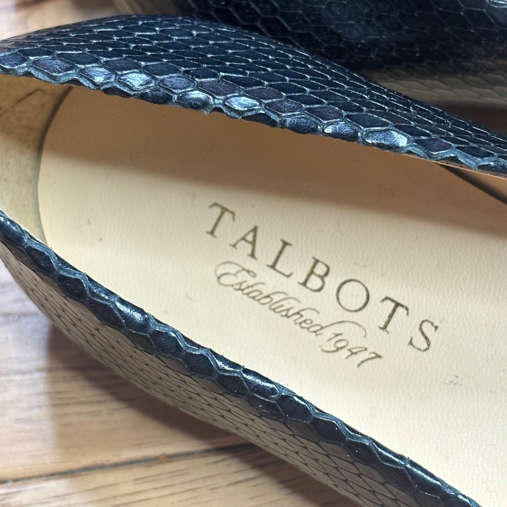 Talbots Nelli Flats Women 8.5 Blackstone Black Snakeskin Pointed Toe NELLI3E-M - Picture 7 of 13